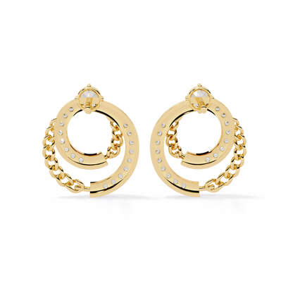 Open Circle Shape Round Cut Lab Grown Diamond Stunning Classic Handcrafted Bridesmaid Stud Earring For Her