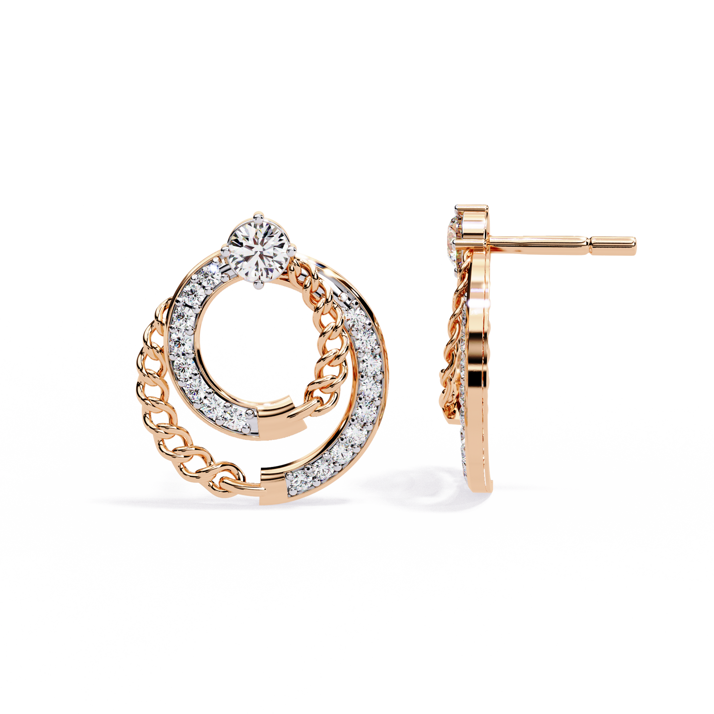 Open Circle Shape Round Cut Lab Grown Diamond Stunning Classic Handcrafted Bridesmaid Stud Earring For Her