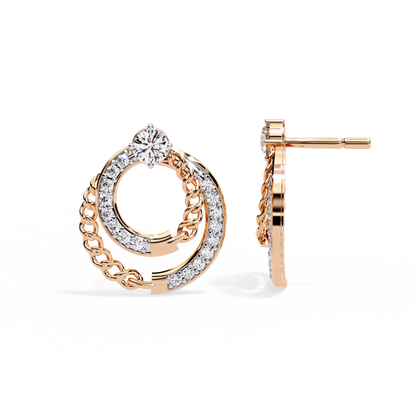 Open Circle Shape Round Cut Lab Grown Diamond Stunning Classic Handcrafted Bridesmaid Stud Earring For Her