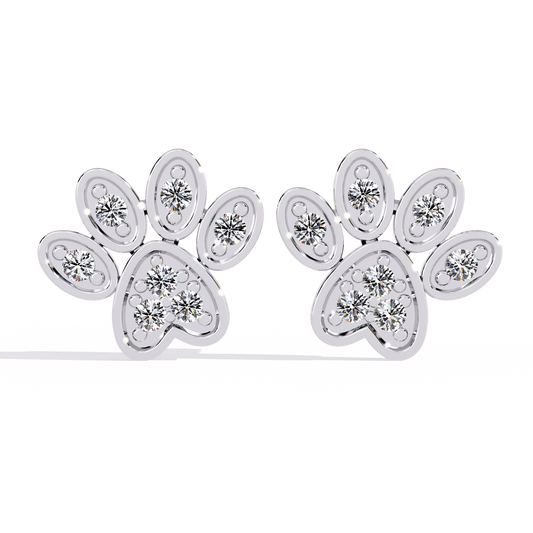 Round Cut Lab Grown & Natural Diamond Antique Stackable Stunning 18k Solid White Gold Perfect Stud Earring Gift For Her
