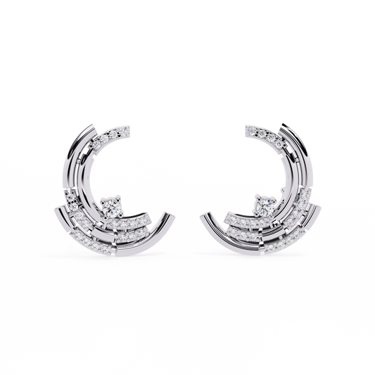 Vintage Round Cut Diamond Antique Cluster Minimalist Push Back Classic Stud Earring For Women's