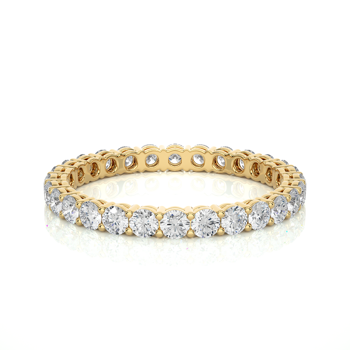 1.12 Carat Round Shaped Lab Grown Diamond & Natural 10k Solid Gold  Eternity Band Ring For Women's
