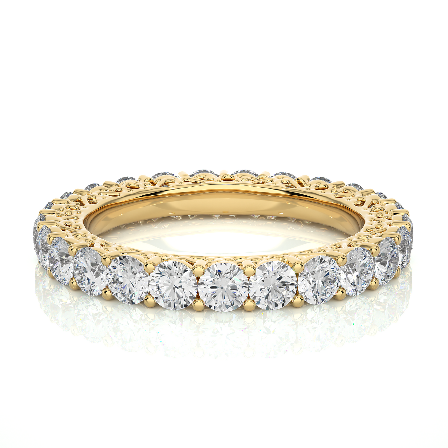 2.28 CT Round Brilliant Lab grown Diamond 14K Gold Wedding Band With Matching Eternity Band