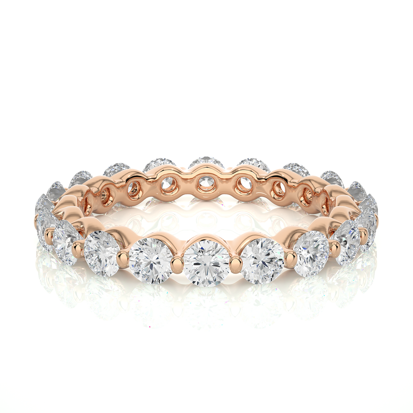 2.03 CT Channel Set Round Cut Lab Grown & Natural Diamond  Colorless Engagement Ring, With 14K Solid White Gold