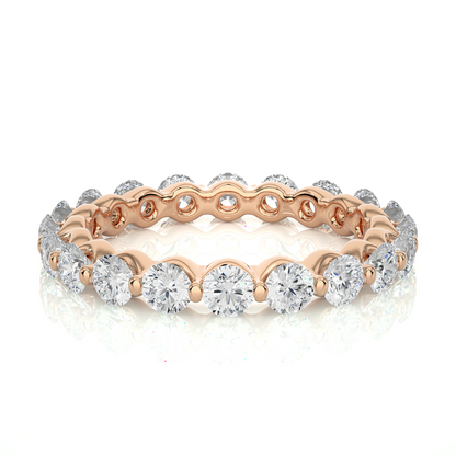 2.03 CT Channel Set Round Cut Lab Grown & Natural Diamond  Colorless Engagement Ring, With 14K Solid White Gold