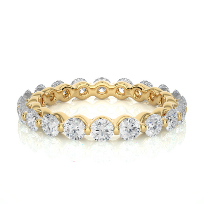 2.03 CT Channel Set Round Cut Lab Grown & Natural Diamond  Colorless Engagement Ring, With 14K Solid White Gold