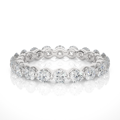 2.03 CT Channel Set Round Cut Lab Grown & Natural Diamond  Colorless Engagement Ring, With 14K Solid White Gold