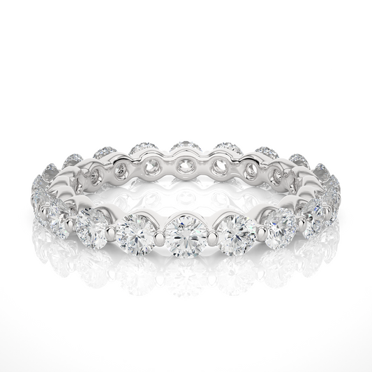 2.03 CT Channel Set Round Cut Lab Grown & Natural Diamond  Colorless Engagement Ring, With 14K Solid White Gold