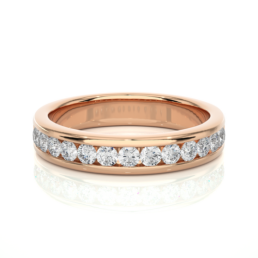 Eco-Friendly Round Diamond Channel Set Wedding Band Lab-Grown Sparkle Band For Wife