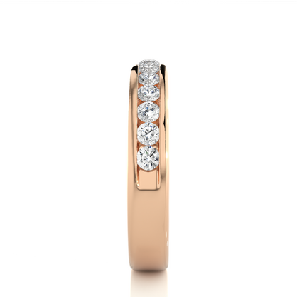Eco-Friendly Round Diamond Channel Set Wedding Band Lab-Grown Sparkle Band For Wife - HIGHCARAT DIAMONDS