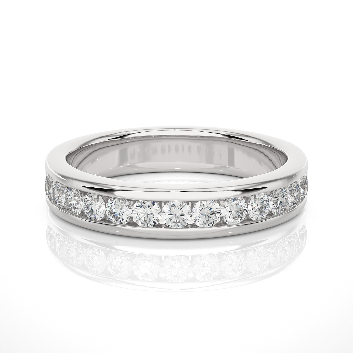 Eco-Friendly Round Diamond Channel Set Wedding Band Lab-Grown Sparkle Band For Wife - HIGHCARAT DIAMONDS