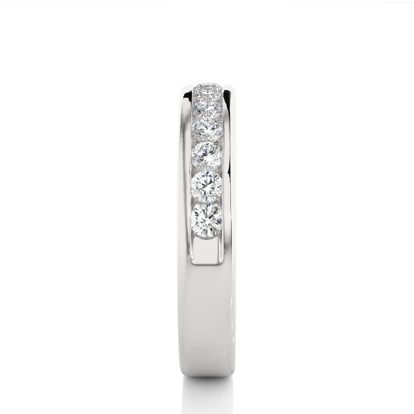 Eco-Friendly Round Diamond Channel Set Wedding Band Lab-Grown Sparkle Band For Wife - HIGHCARAT DIAMONDS