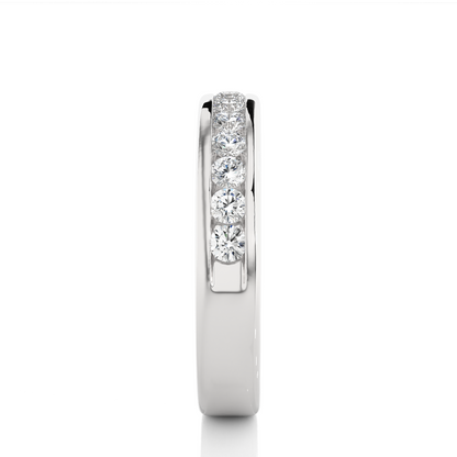 Eco-Friendly Round Diamond Channel Set Wedding Band Lab-Grown Sparkle Band For Wife - HIGHCARAT DIAMONDS