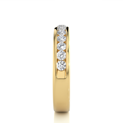 Eco-Friendly Round Diamond Channel Set Wedding Band Lab-Grown Sparkle Band For Wife - HIGHCARAT DIAMONDS