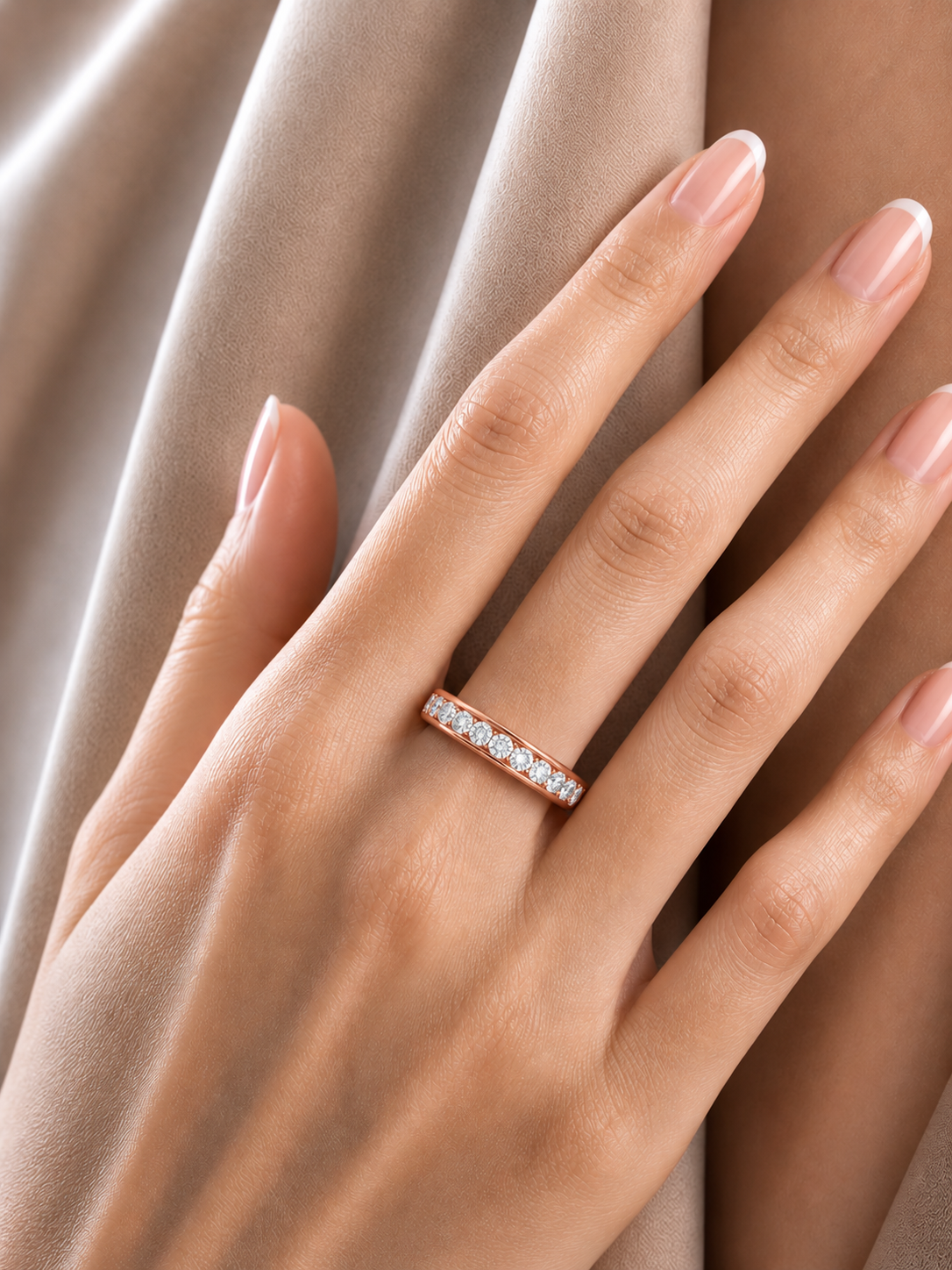 Eco-Friendly Round Diamond Channel Set Wedding Band Lab-Grown Sparkle Band For Wife - HIGHCARAT DIAMONDS