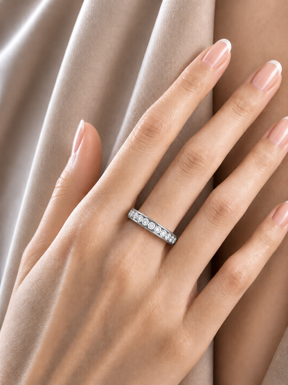 Eco-Friendly Round Diamond Channel Set Wedding Band Lab-Grown Sparkle Band For Wife - HIGHCARAT DIAMONDS