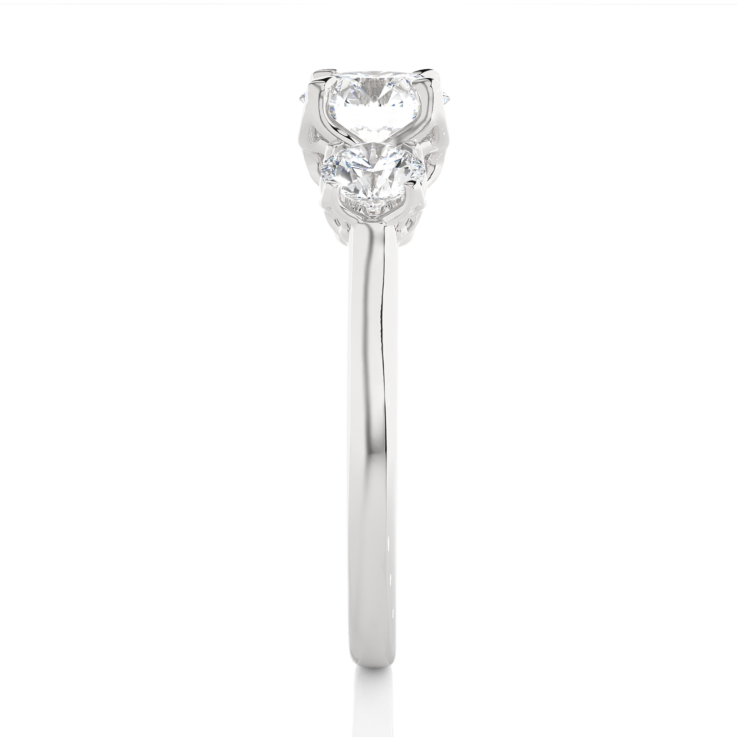 Eco Friendly Round Lab Diamond  Five Stone Ring 14K Solid Yellow Gold Ready To Ship