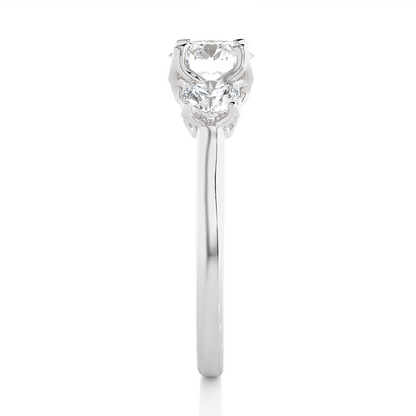 Eco Friendly Round Lab Diamond  Five Stone Ring 14K Solid Yellow Gold Ready To Ship