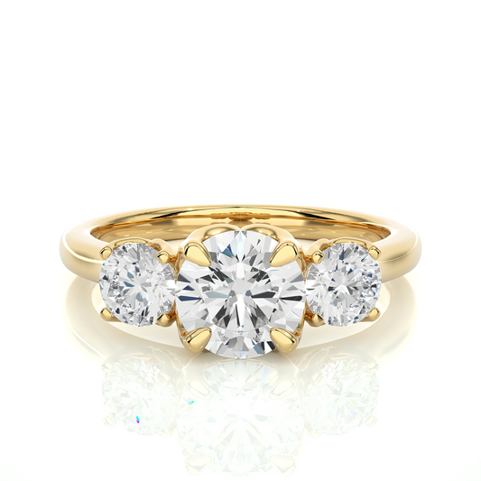 Eco Friendly Round Lab Diamond  Five Stone Ring 14K Solid Yellow Gold Ready To Ship - HIGHCARAT DIAMONDS