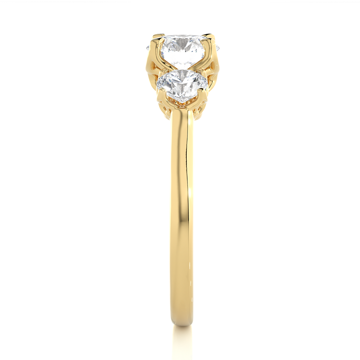 Eco Friendly Round Lab Diamond  Five Stone Ring 14K Solid Yellow Gold Ready To Ship - HIGHCARAT DIAMONDS