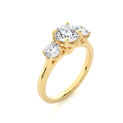 Eco Friendly Round Lab Diamond  Five Stone Ring 14K Solid Yellow Gold Ready To Ship - HIGHCARAT DIAMONDS