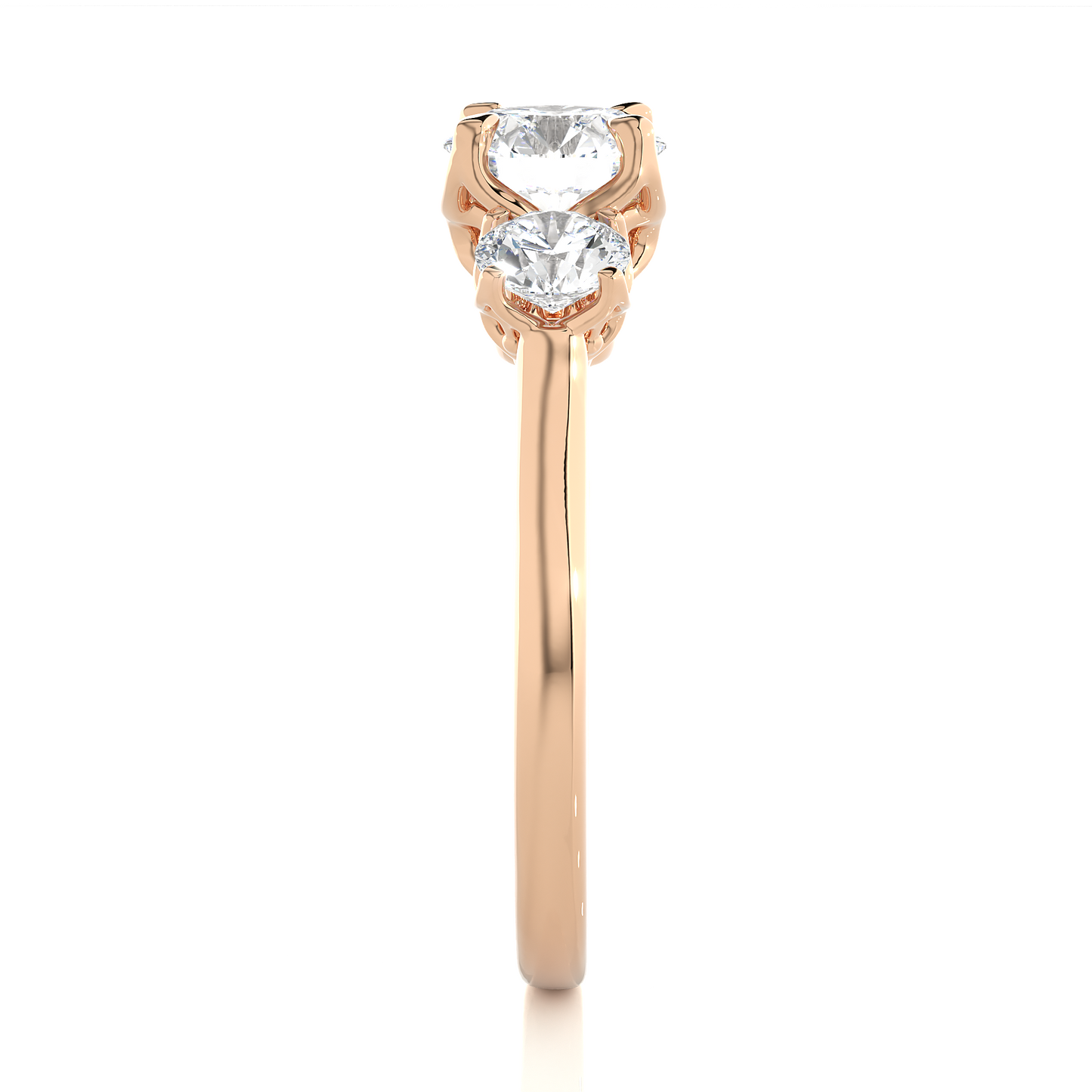 Eco Friendly Round Lab Diamond  Five Stone Ring 14K Solid Yellow Gold Ready To Ship