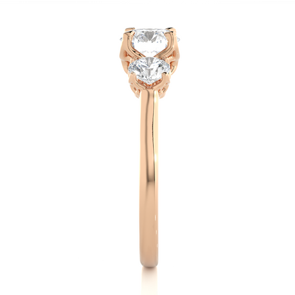 Eco Friendly Round Lab Diamond  Five Stone Ring 14K Solid Yellow Gold Ready To Ship