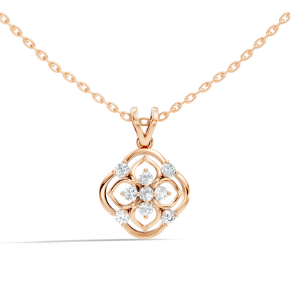 Ecofriendly Gift For Her Vintage Round Cut Diamond Pendant in 14K Gold