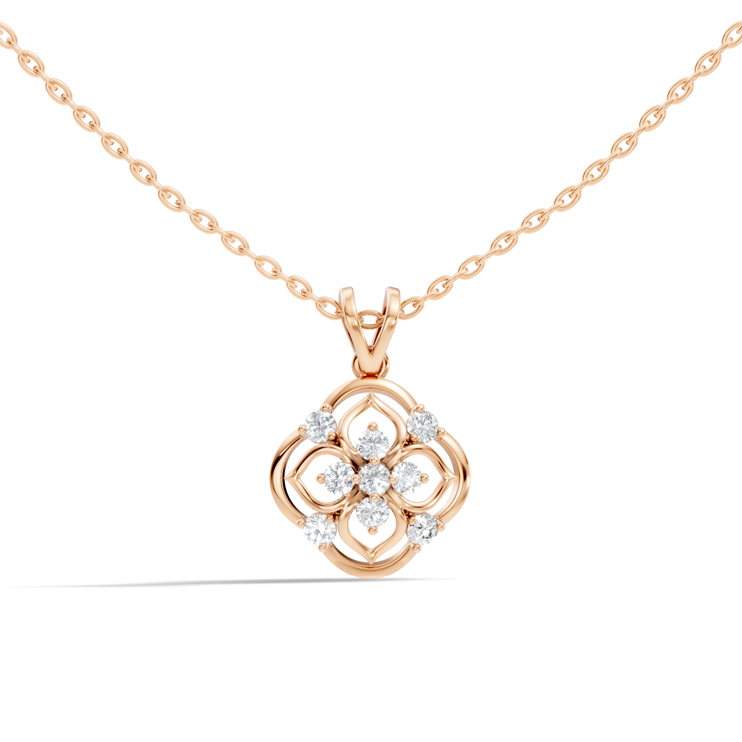 Ecofriendly Gift For Her Vintage Round Cut Diamond Pendant in 14K Gold