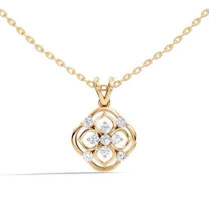 Ecofriendly Gift For Her Vintage Round Cut Diamond Pendant in 14K Gold