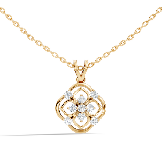 Ecofriendly Gift For Her Vintage Round Cut Diamond Pendant in 14K Gold