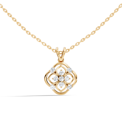 Ecofriendly Gift For Her Vintage Round Cut Diamond Pendant in 14K Gold