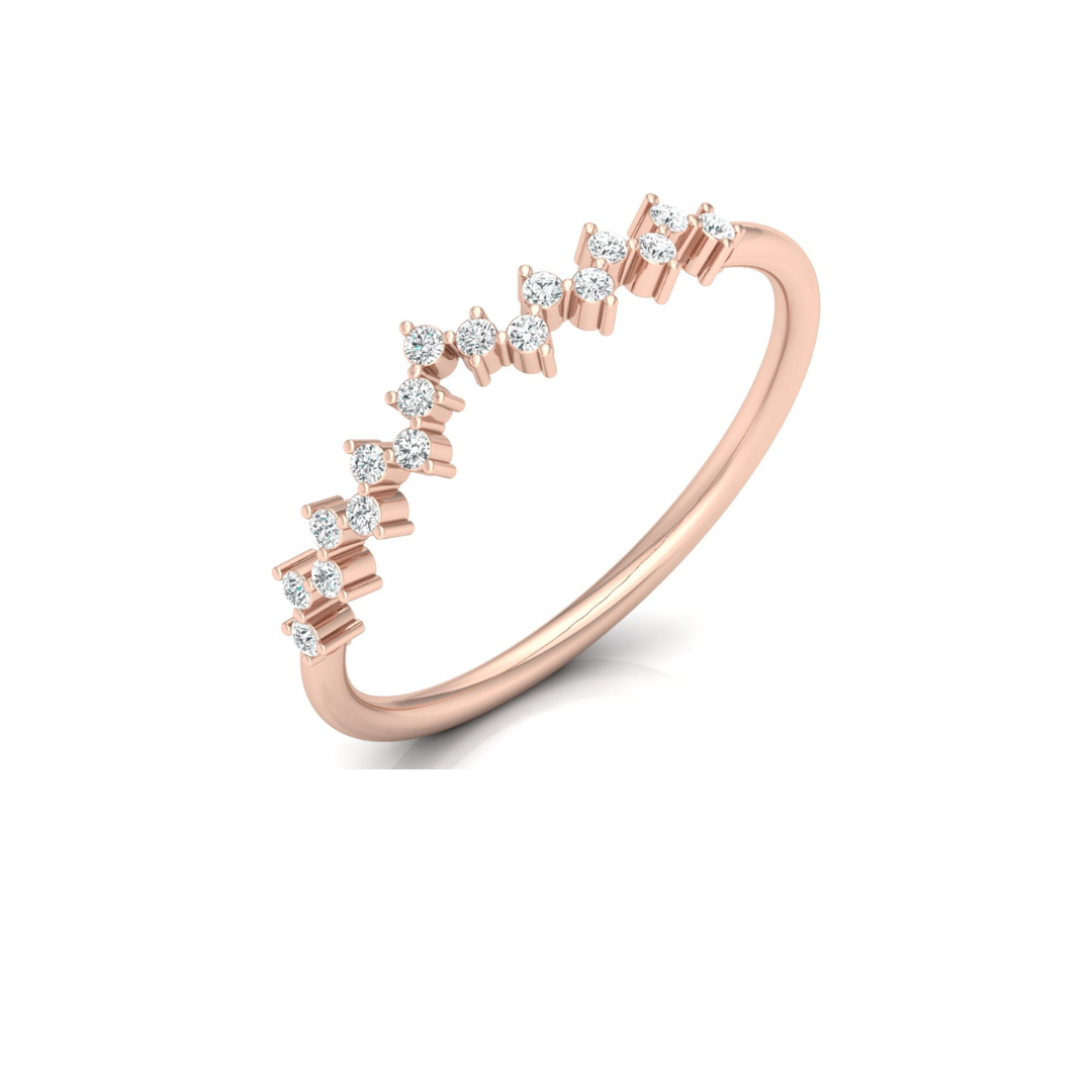 Elegant 0.15 CT Round Diamond Half Eternity Band Ring In Graceful Curves - HIGHCARAT DIAMONDS