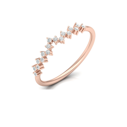 Elegant 0.15 CT Round Diamond Half Eternity Band Ring In Graceful Curves - HIGHCARAT DIAMONDS