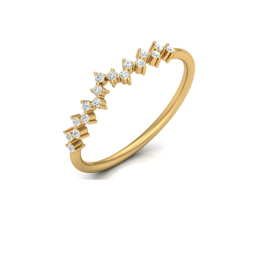 Elegant 0.15 CT Round Diamond Half Eternity Band Ring In Graceful Curves - HIGHCARAT DIAMONDS