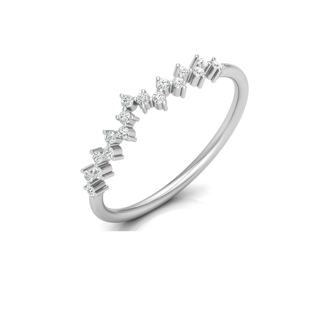 Elegant 0.15 CT Round Diamond Half Eternity Band Ring In Graceful Curves - HIGHCARAT DIAMONDS