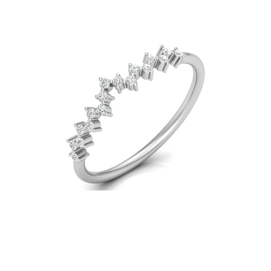 Elegant 0.15 CT Round Diamond Half Eternity Band Ring In Graceful Curves - HIGHCARAT DIAMONDS