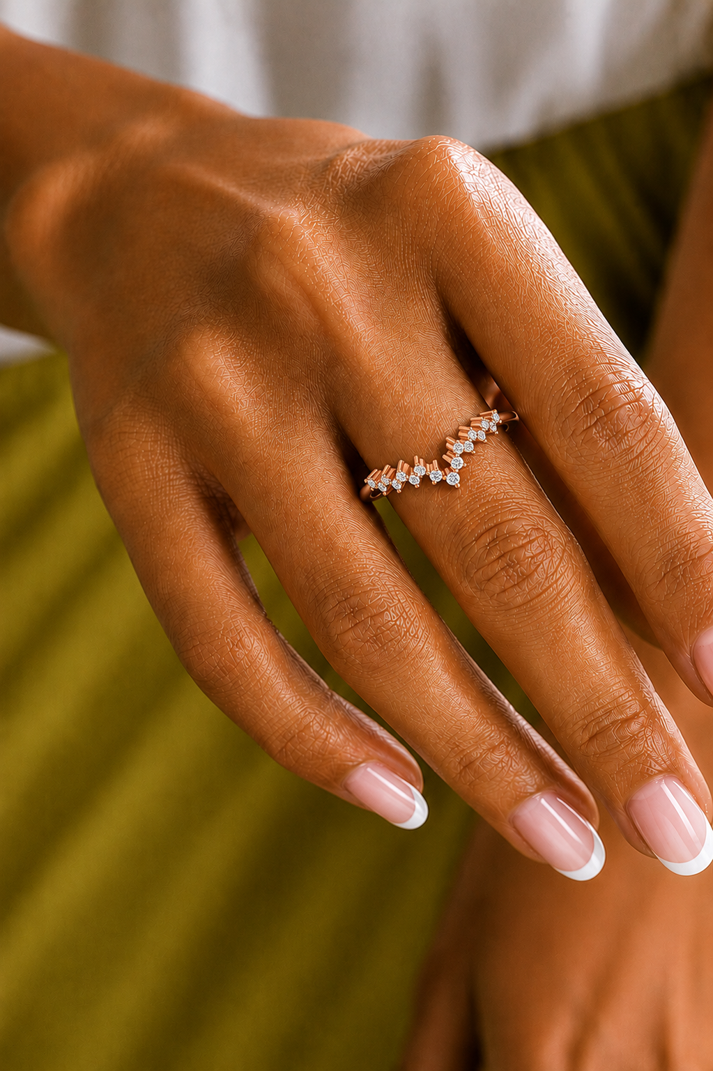 Elegant 0.15 CT Round Diamond Half Eternity Band Ring In Graceful Curves - HIGHCARAT DIAMONDS