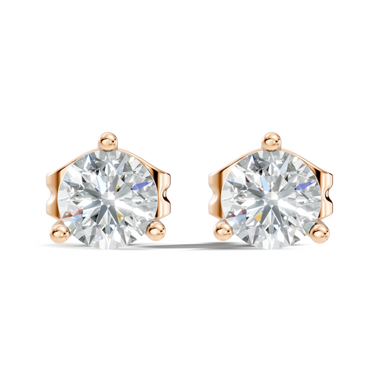 Elegant 14K Gold Solitaire Stud Earrings with Round Cut Labgrown Diamonds for Her
