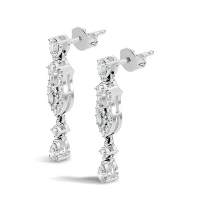 Elegant 14K Gold Women's Unique Marquise and Pear Diamond Earrings In 14K Gold