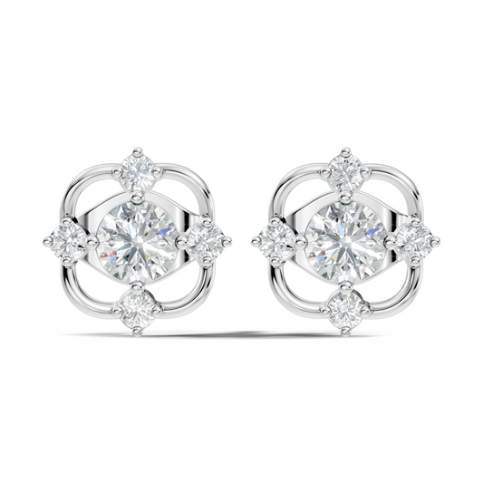 Elegant 14K Yellow Gold Round Cut Labgrown Diamond Stud Earrings For Weddings