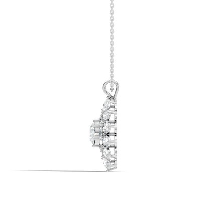 Elegant 3.75 Ct Round Cut Lab Grown Diamond Necklace in Solid White Gold