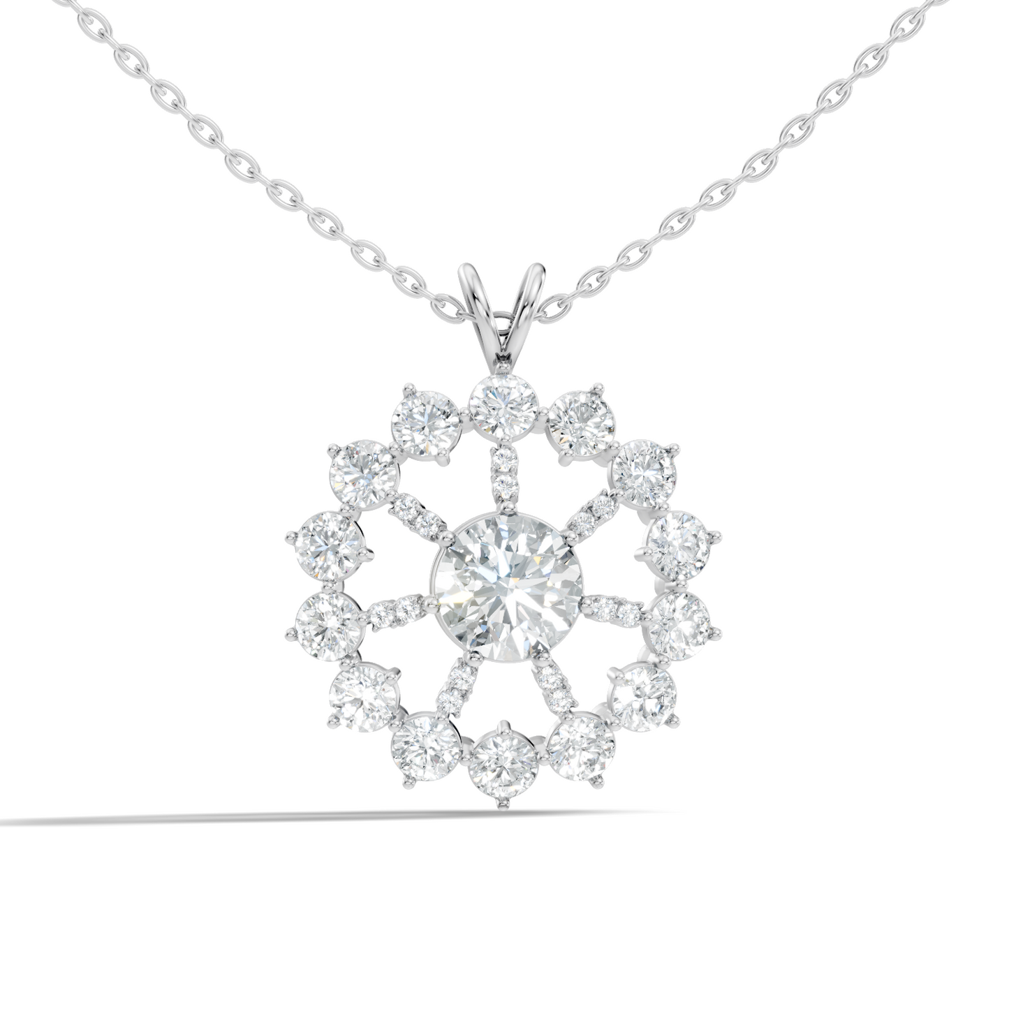 Elegant 3.75 Ct Round Cut Lab Grown Diamond Necklace in Solid White Gold