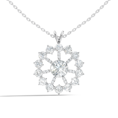 Elegant 3.75 Ct Round Cut Lab Grown Diamond Necklace in Solid White Gold