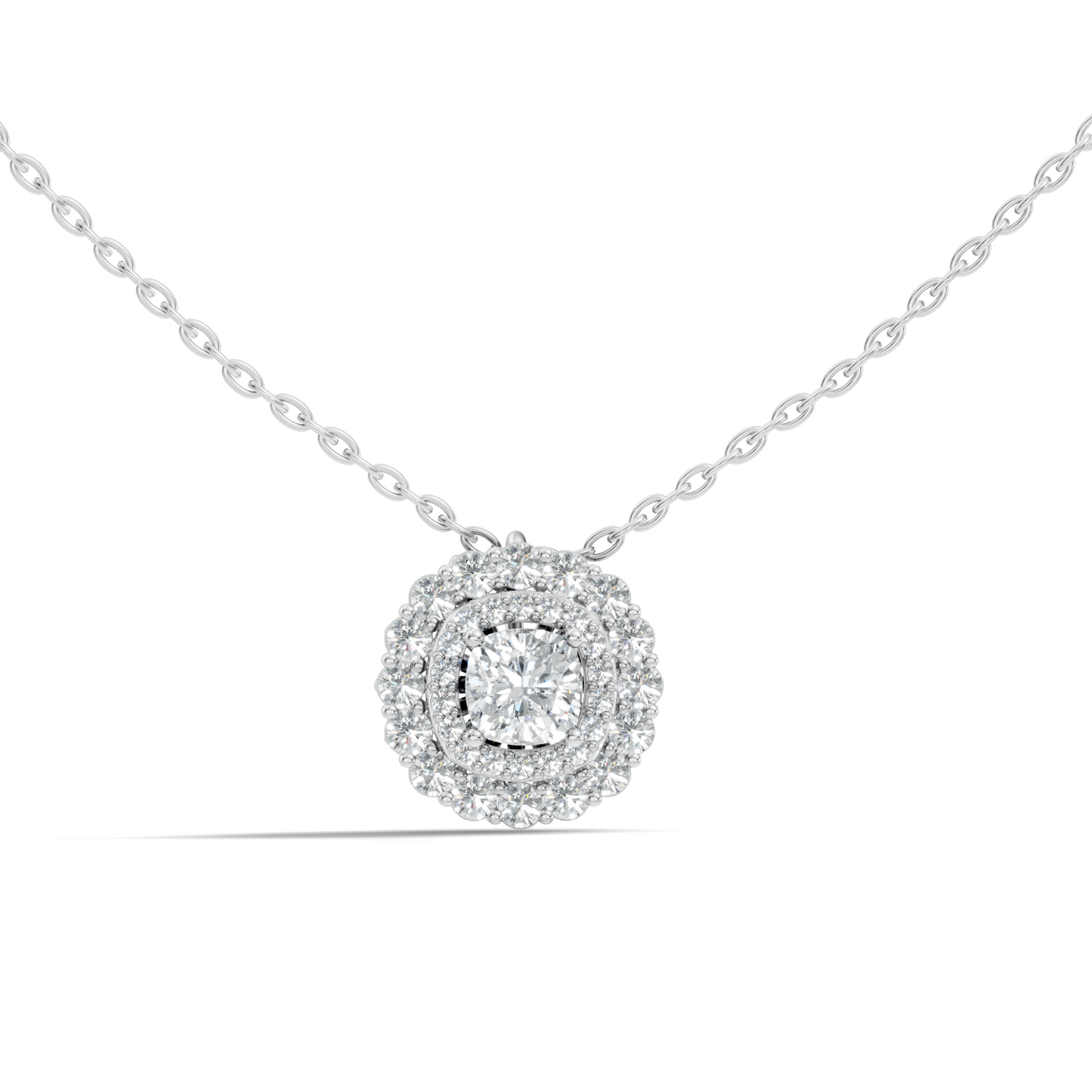 Elegant Cushion Cut 1.62 Ct Lab-Grown Diamond Halo Accent Pendant Necklace for Women