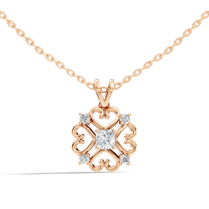 Elegant Cushion Cut Lab-Grown Diamond Pendant In 14K Solid White Gold