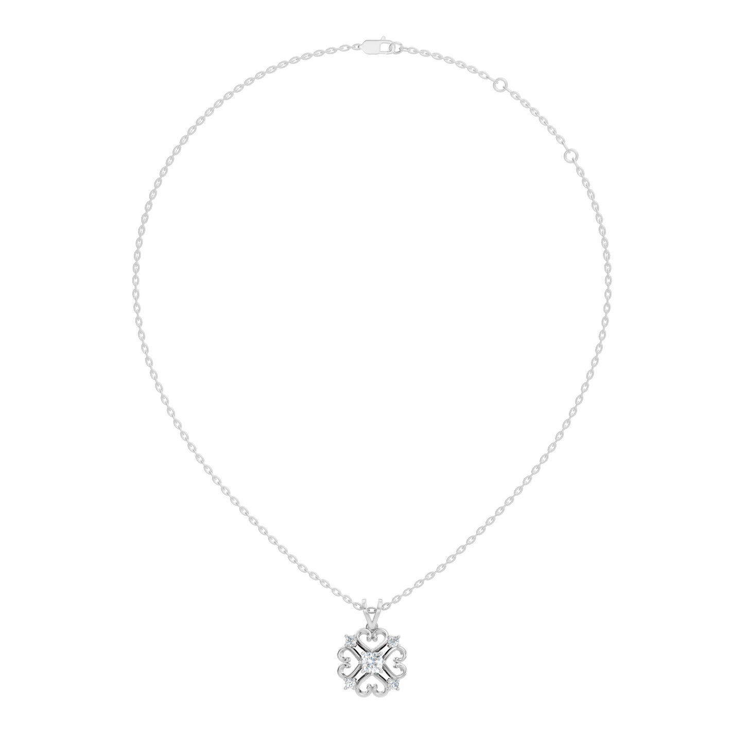 Elegant Cushion Cut Lab-Grown Diamond Pendant In 14K Solid White Gold