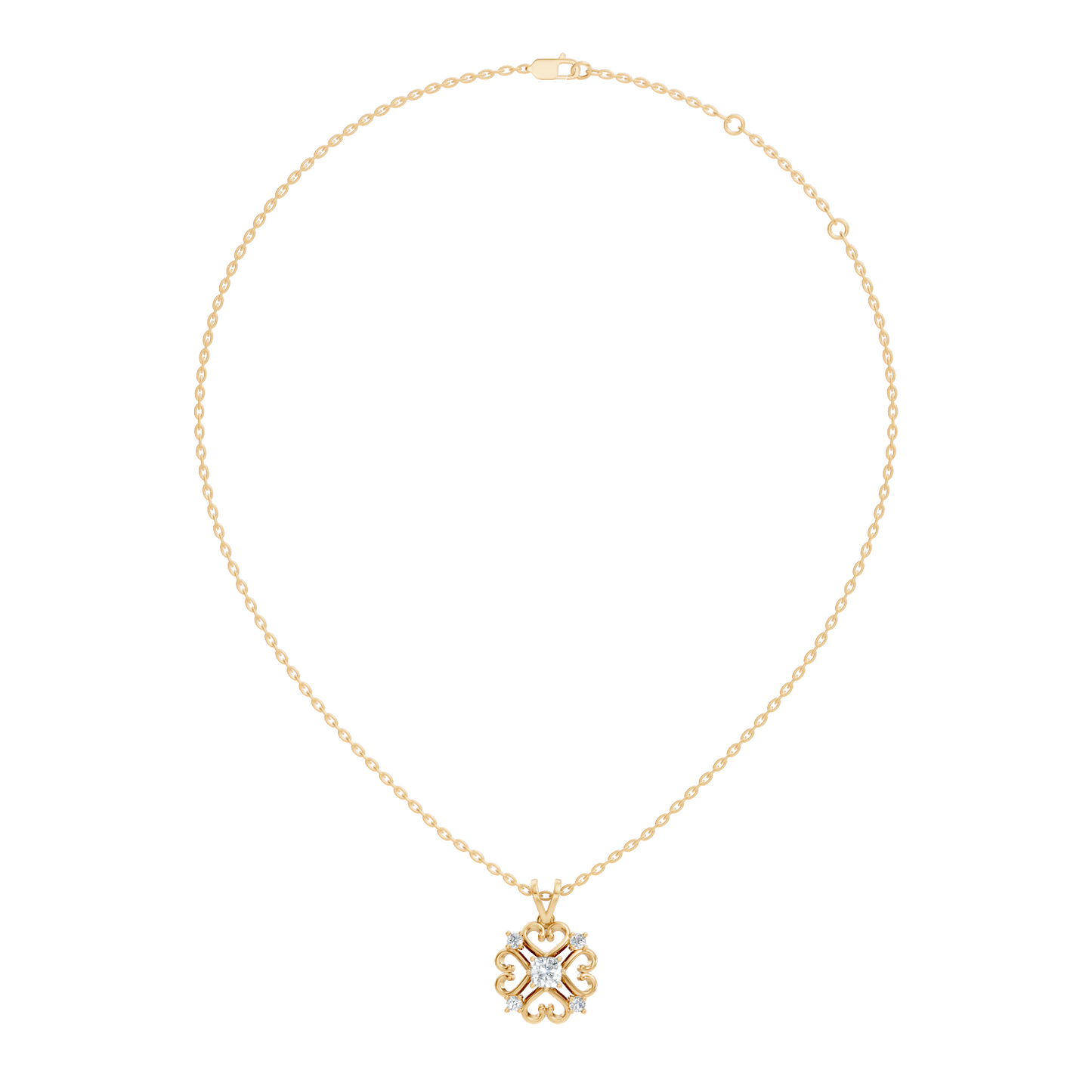 Elegant Cushion Cut Lab-Grown Diamond Pendant In 14K Solid White Gold