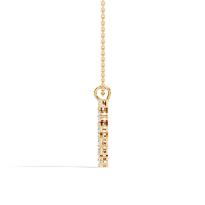 Elegant Emerald & Round Cut Lab-Grown Diamond Pendant In 10K Gold For Her