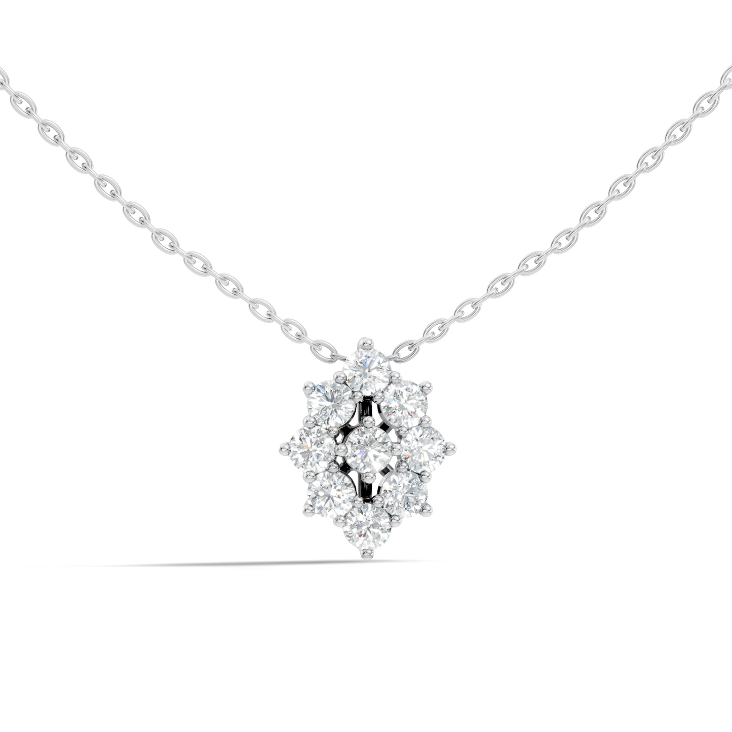 Elegant Handmade Diamond Pendant in 14K White Gold Minimalist Round Cut Jewelry